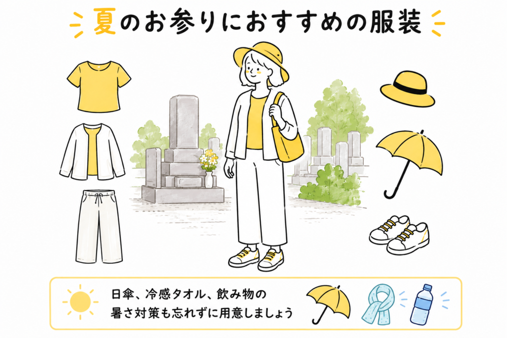 夏のお墓参りの服装暑さ対策した服装